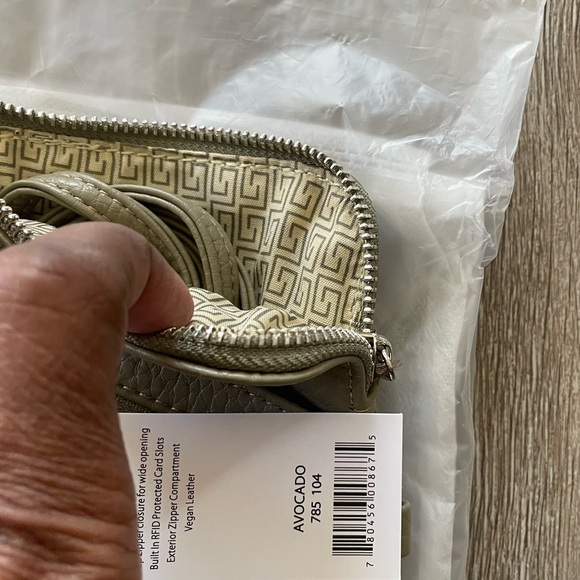 NWT “K•Carroll” Avocado “Carrie Crossbody Bag” measures 6.5"W x 3.75"H x 0.25" D - Picture 2 of 7